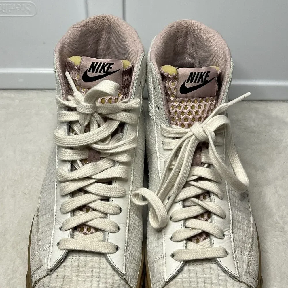 Nike Blazer Mid 77 Shoes Sz 7.5 White Pink ID By You DJ4856 Basketball Sneakers